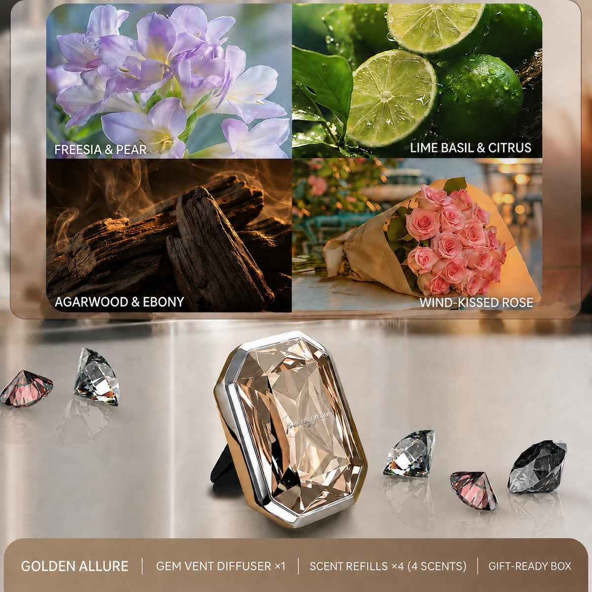 Gem-Cut Car Air Freshener-An Elegant Gift for Any Driver