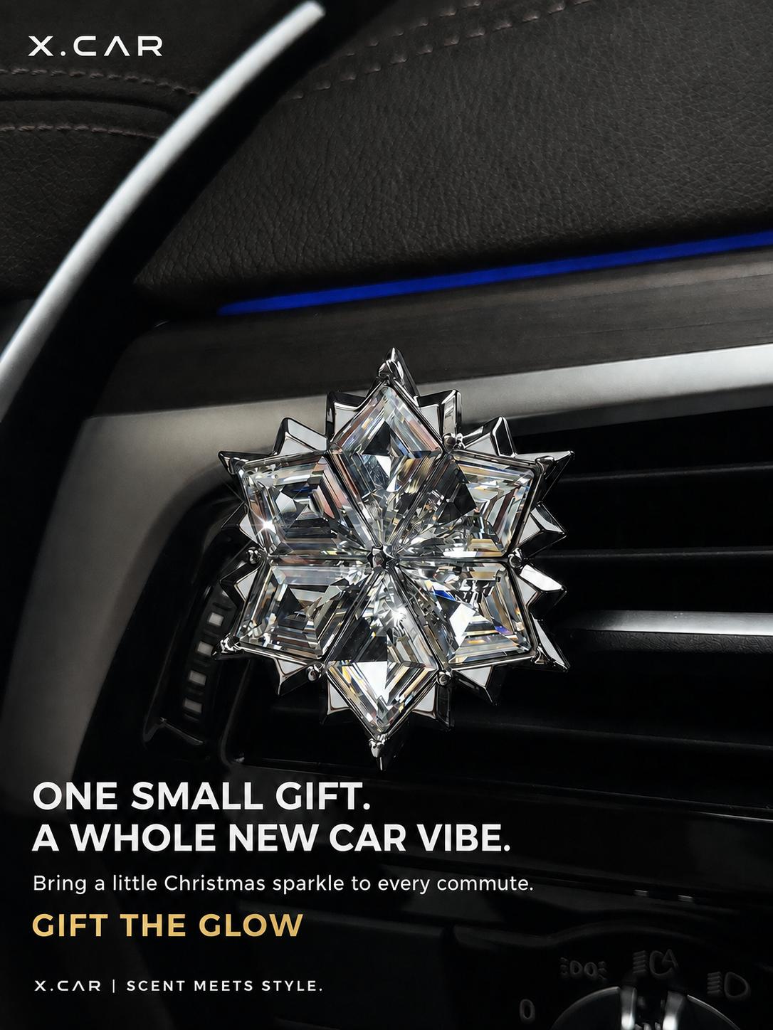 Christmas Crystal Snowflake Car Air Freshener with Long-Lasting Solid Fragrance