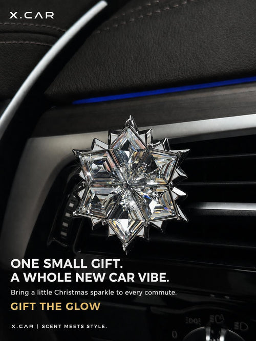 Christmas Crystal Snowflake Car Air Freshener with Long-Lasting Solid Fragrance