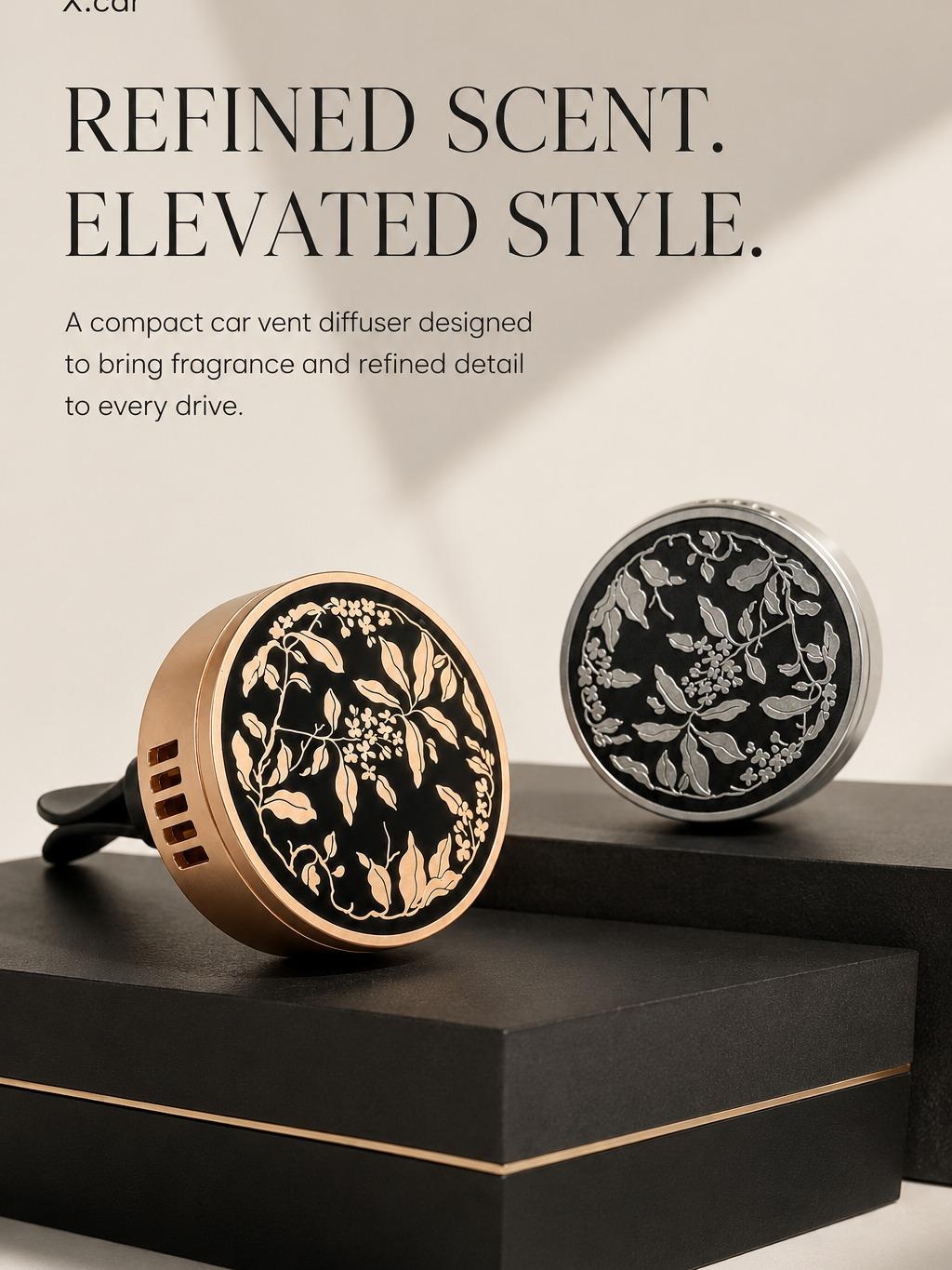 Botanical Enamel Car Air Freshener with Long-Lasting Solid Fragrance
