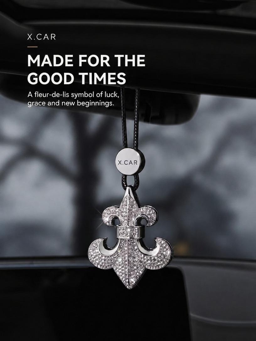 Rhinestone Fleur-de-Lis Hanging Car Air Freshener