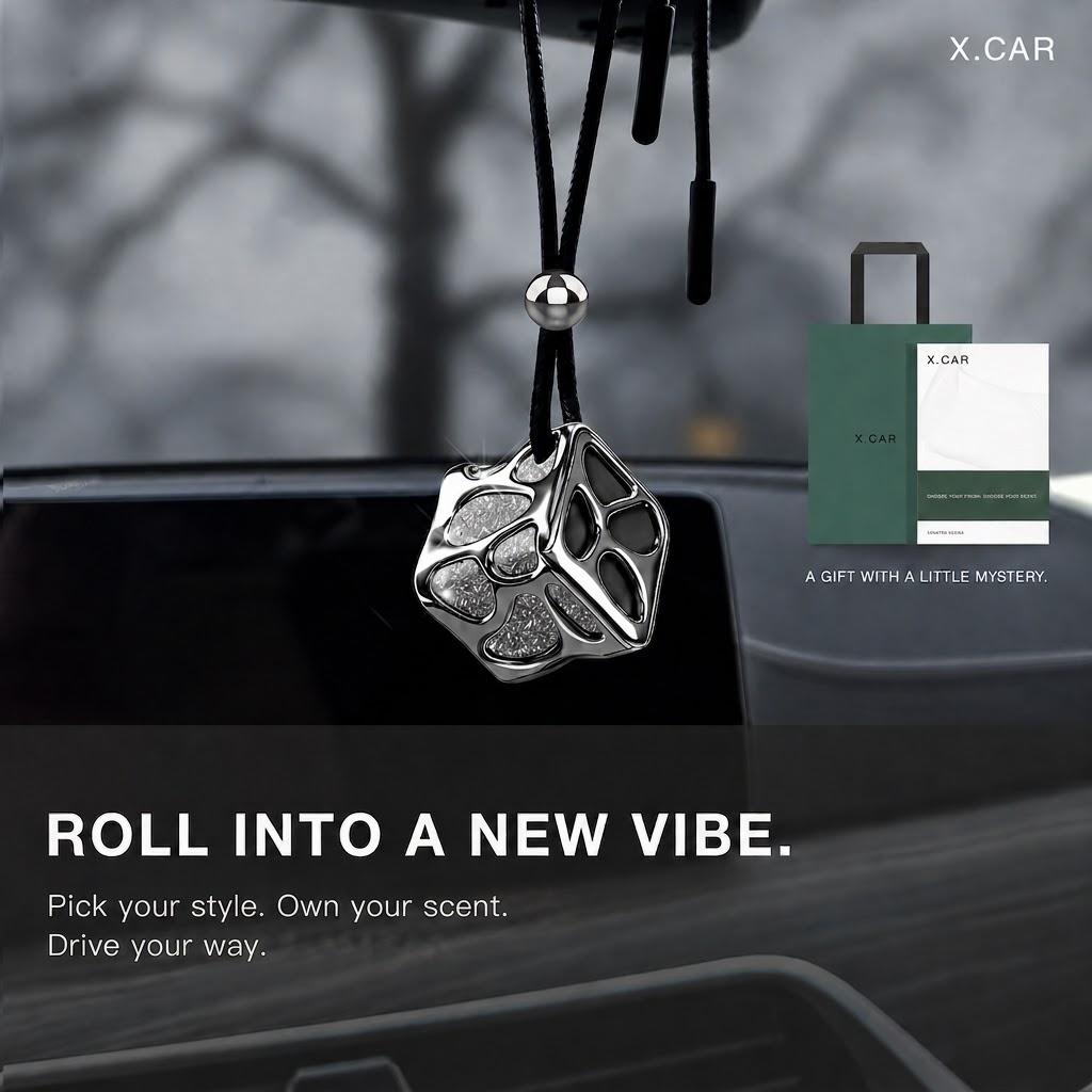 Dice Metal Car Hanging Air Freshener | Liquid‑Free Fragrance Diffuser