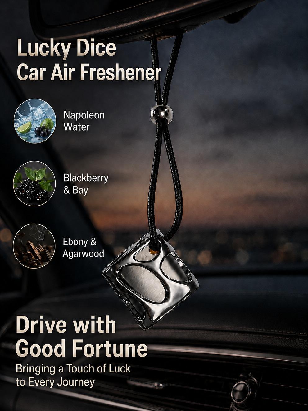 Dice Metal Car Hanging Air Freshener | Liquid‑Free Fragrance Diffuser