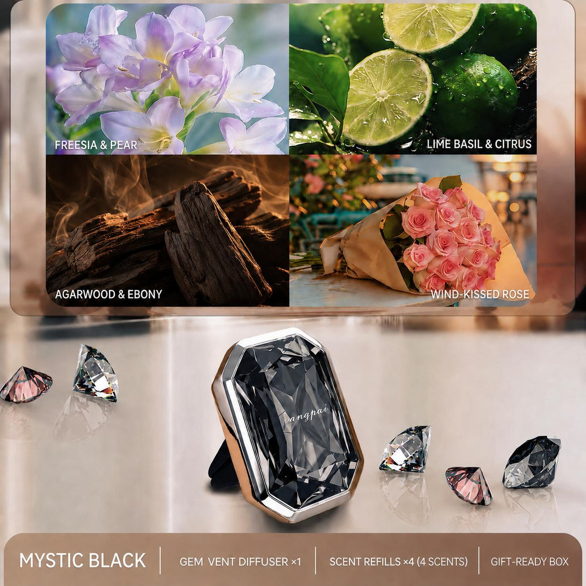 Gem-Cut Car Air Freshener-An Elegant Gift for Any Driver