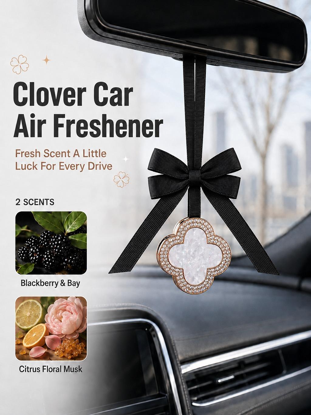 Lucky Four-Leaf Clover Hanging Car Air Freshener