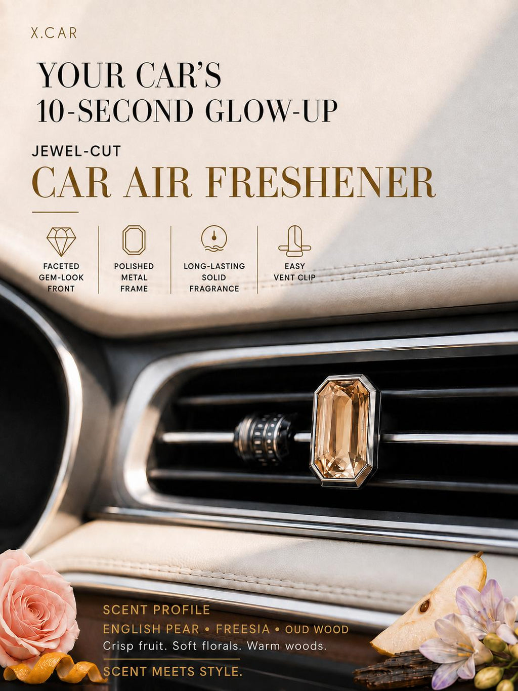 Gem-Cut Car Air Freshener-An Elegant Gift for Any Driver