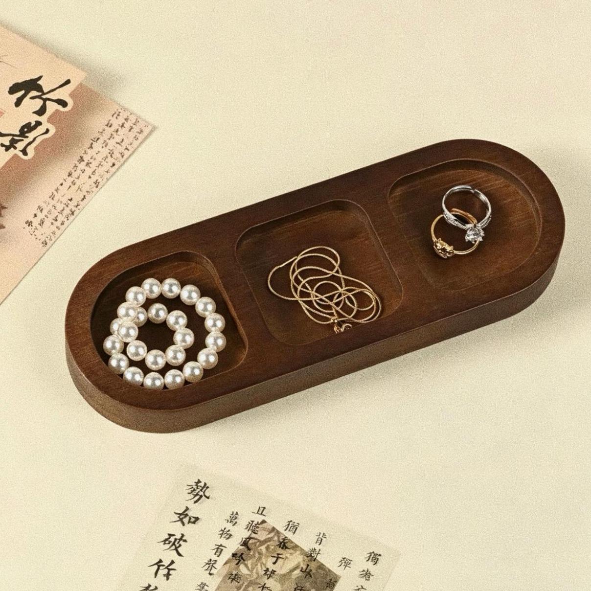 Vintage Walnut Beading Tray, DIY Handmade Jewelry Making Display Tool