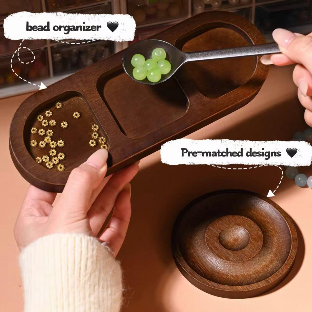 Vintage Walnut Beading Tray, DIY Handmade Jewelry Making Display Tool