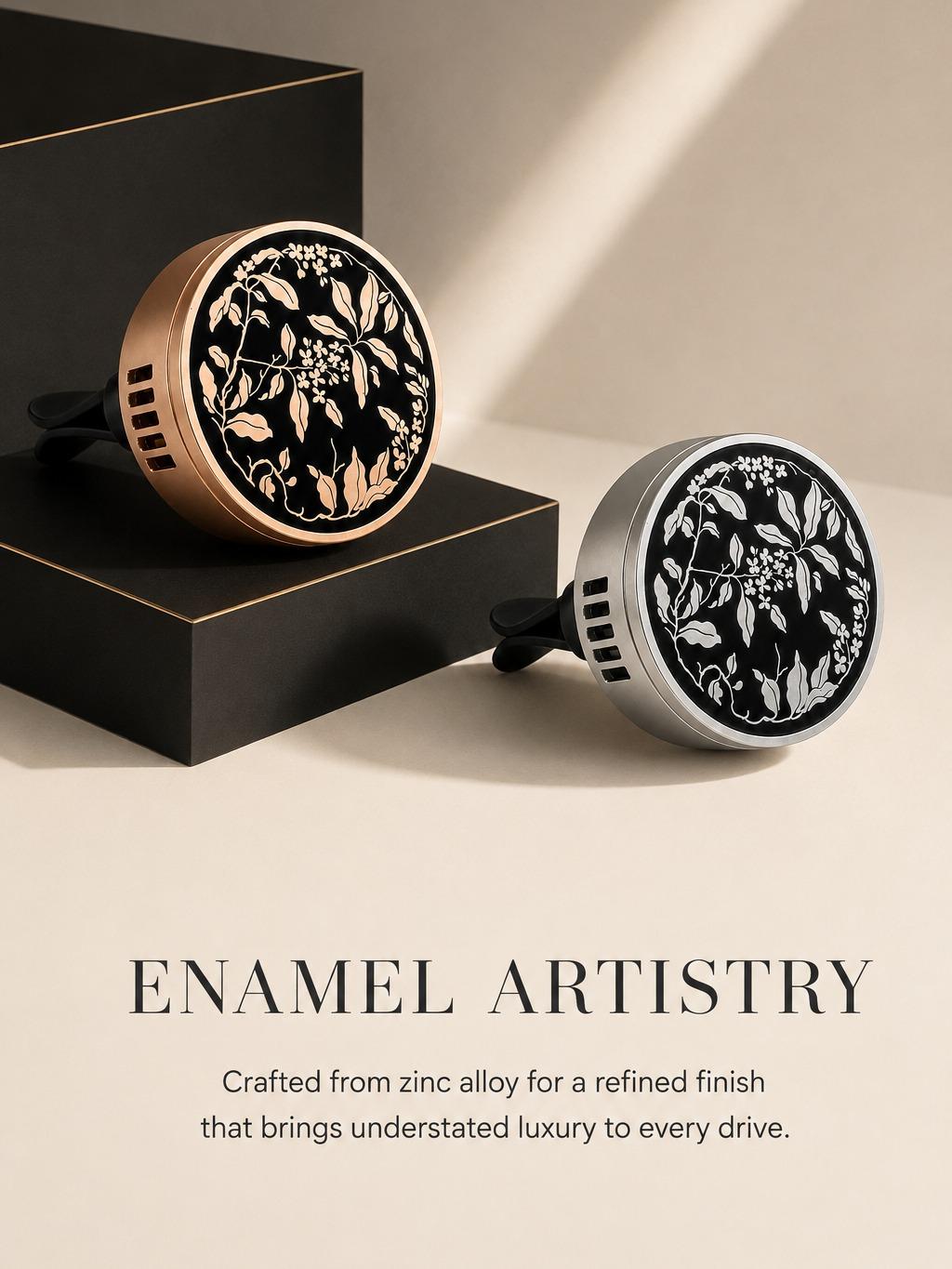 Botanical Enamel Car Air Freshener with Long-Lasting Solid Fragrance