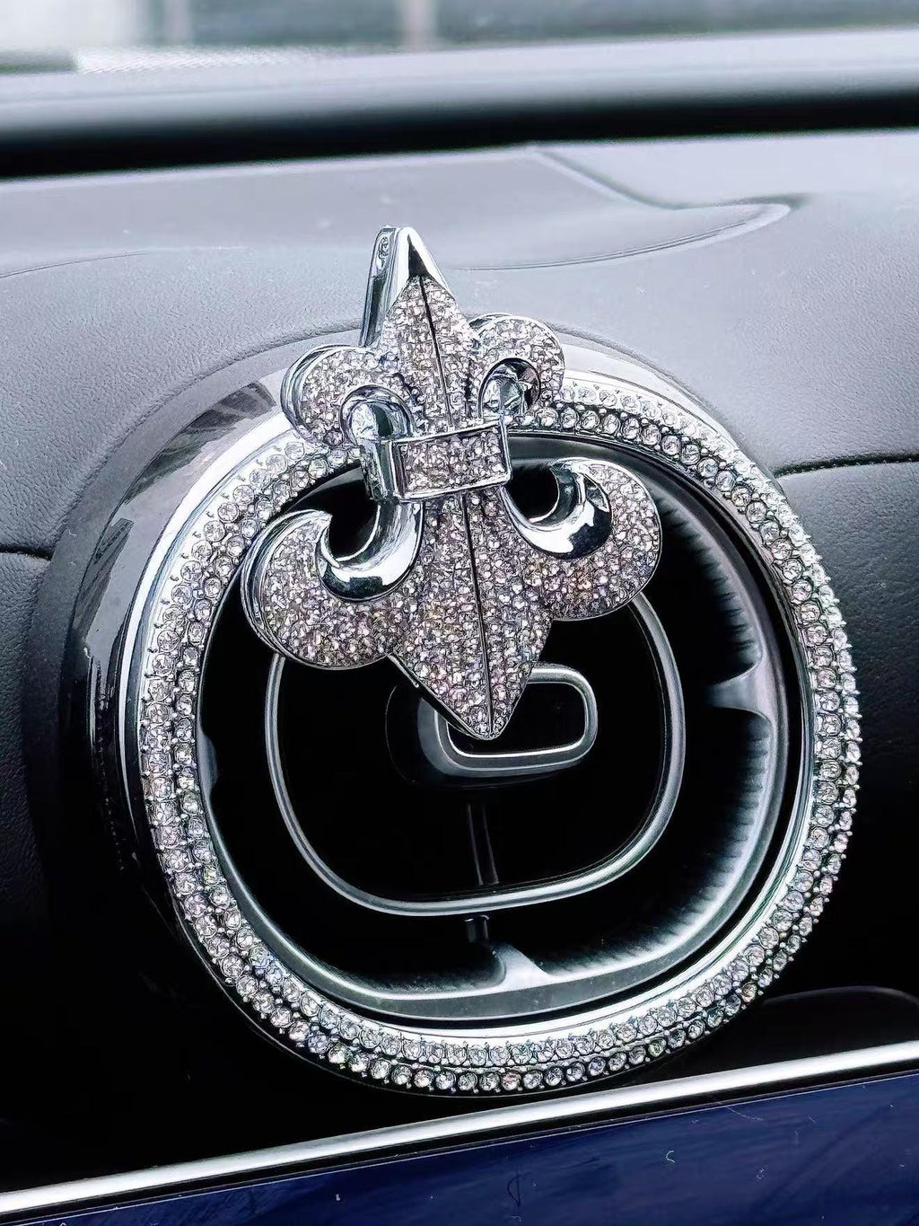 Rhinestone Fleur-de-Lis Hanging Car Air Freshener